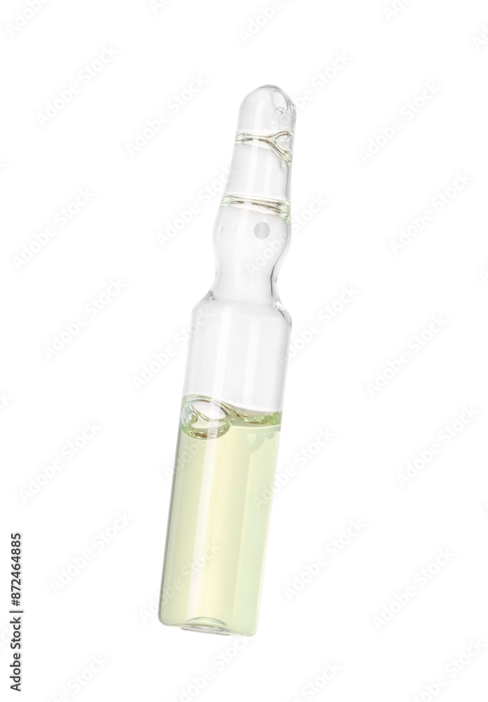 Glass ampoule with liquid isolated on white Glass ampoule with liquid isolated on white