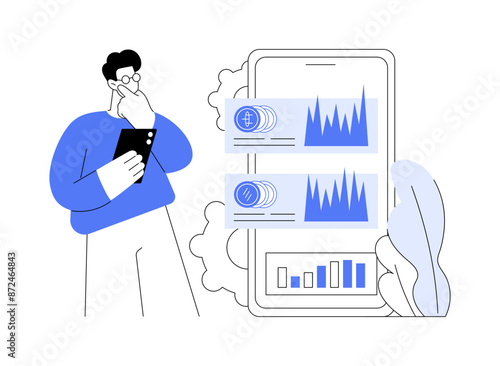 Cryptocurrency token abstract concept vector illustration.