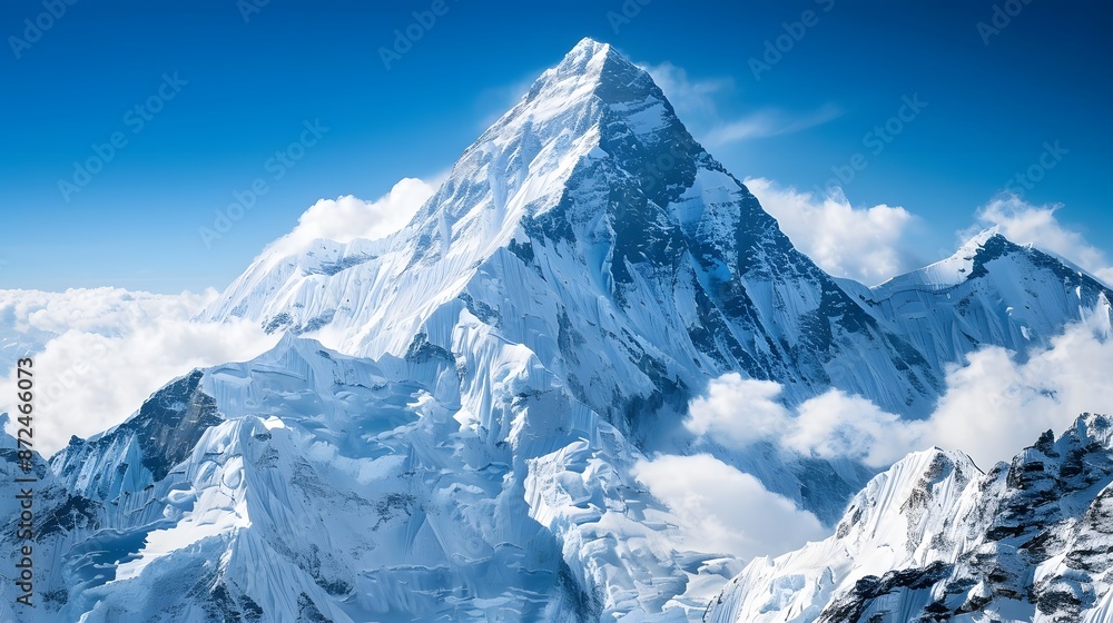 Majestic mountain peak snow covered panoramic landscape generated. Majestic mountain peak snow covered panoramic landscape generated.