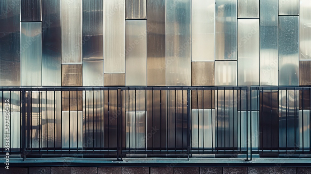 metal fence featuring alternating panels of brushed and polished finishes, creating a play of textures and reflections metal fence featuring alternating panels of brushed and polished finishes, creating a play of textures and reflections