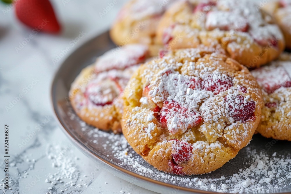 Strawberry Cookies with Powdered Sugar Strawberry Cookies with Powdered Sugar