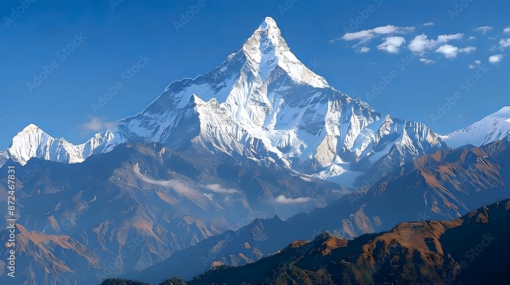 Majestic mountain peak snow covered panoramic landscape generated. Majestic mountain peak snow covered panoramic landscape generated.