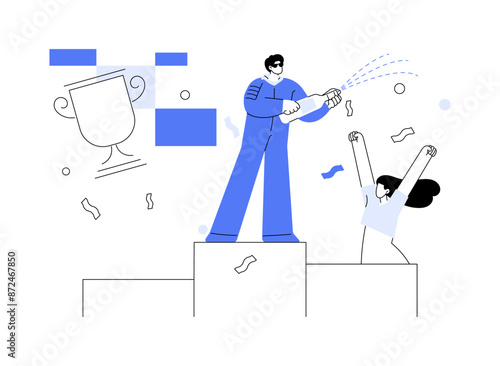 Celebrating a race victory abstract concept vector illustration.