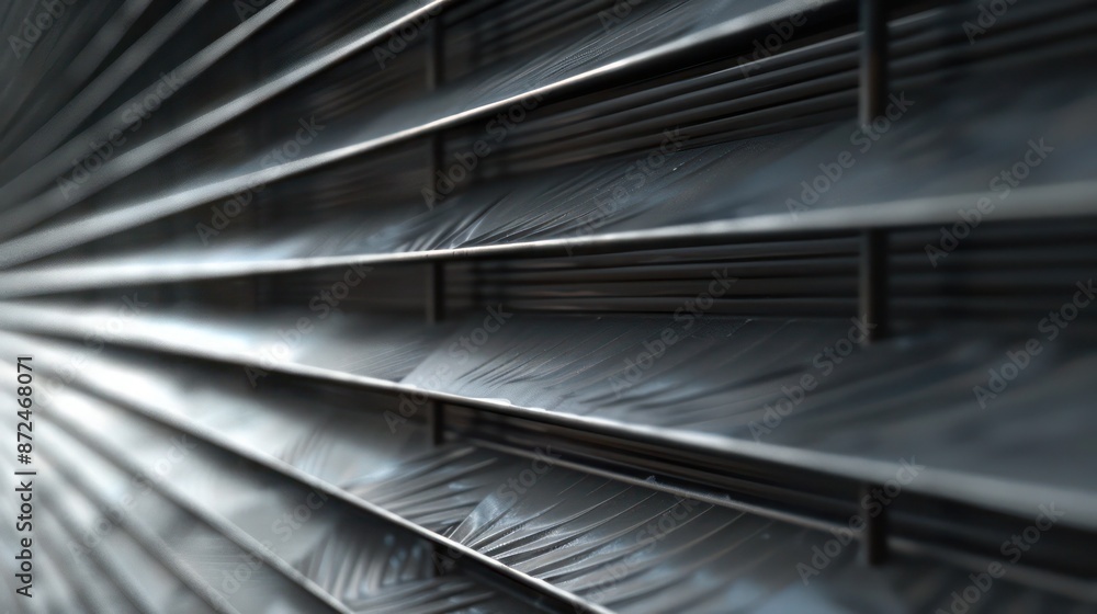 Naklejka premium modular metal fence featuring layers of thin metal sheets, each layer slightly offset to create a feathered look