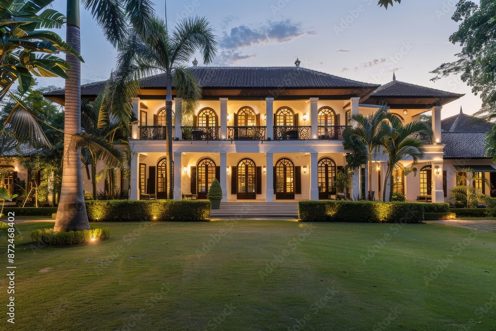 Elegant Colonial Mansion with Lush Greenery Elegant Colonial Mansion with Lush Greenery