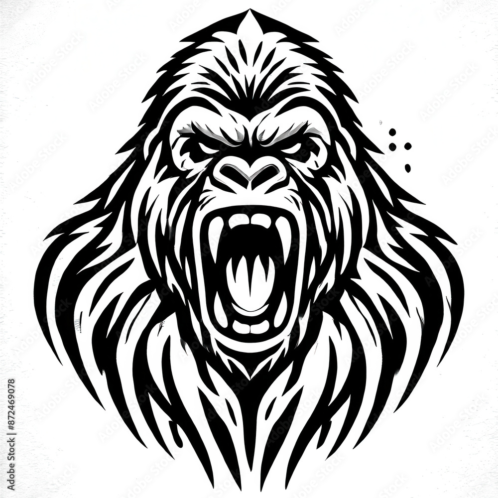 Fototapeta premium TRIBAL TATOO トライバル タトゥ 刺青 和柄 ゴリラ Gorilla