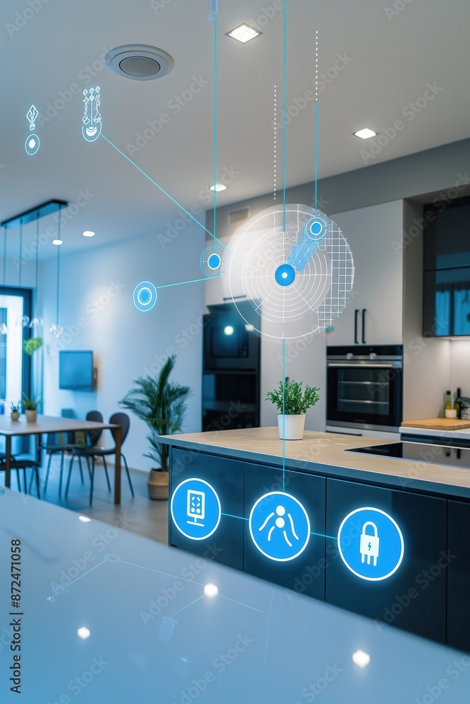 Smart home automation system in modern kitchen Smart home automation system in modern kitchen