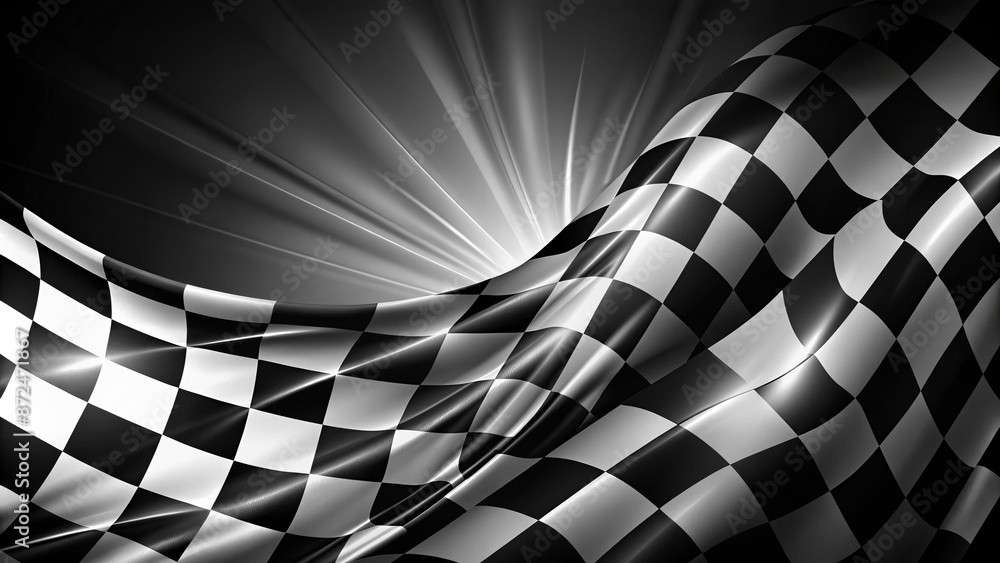 custom made wallpaper toronto digitalDynamic black and white checkered racing flag background with abstract geometric pattern and ample space for text overlay.
