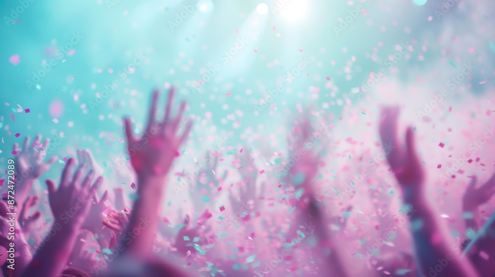 A group of people are celebrating with confetti falling around them A group of people are celebrating with confetti falling around them