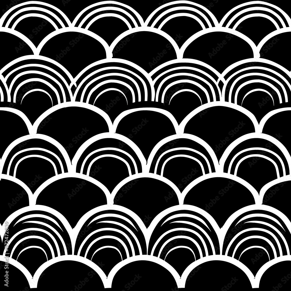 Japanese Black and White Koi Scale Pattern Japanese Black and White Koi Scale Pattern