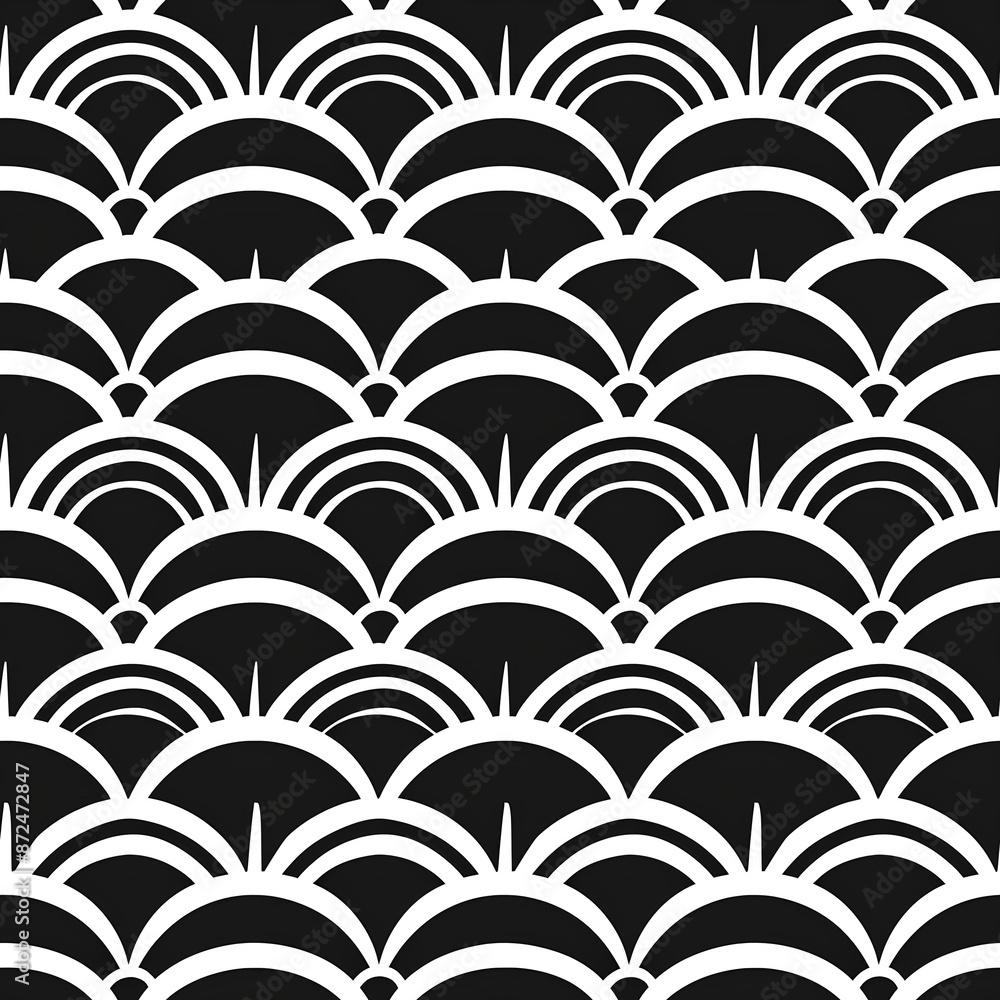 Japanese Black and White Koi Scale Pattern Japanese Black and White Koi Scale Pattern