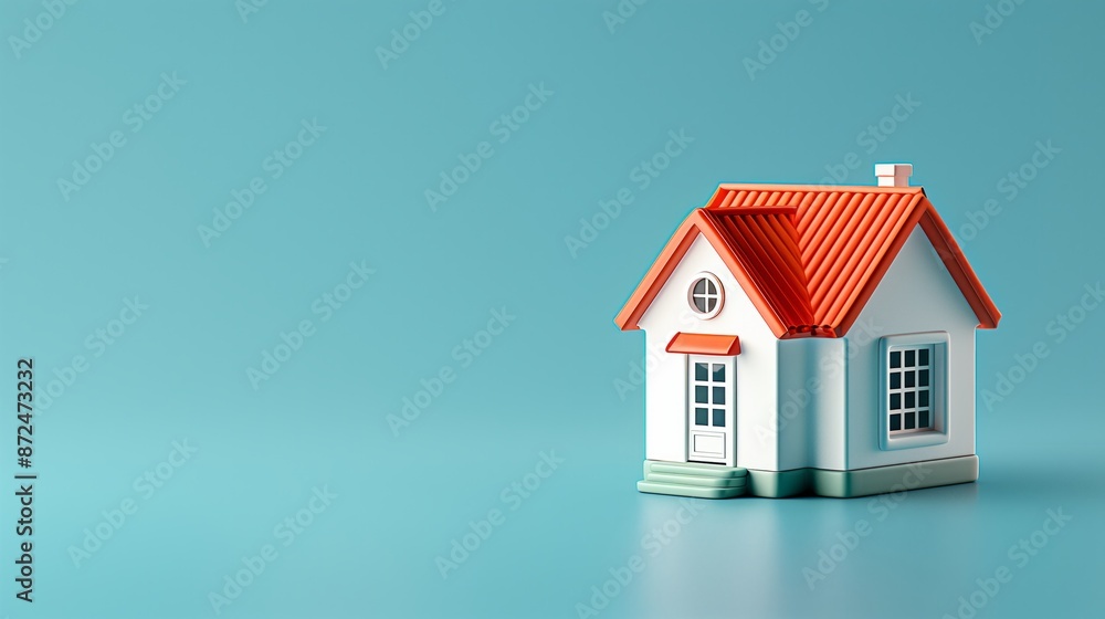 Piggy bank in the shape of a house on a light blue background. Piggy bank in the shape of a house on a light blue background.