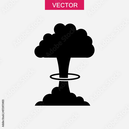 Mushroom cloud icon flat black illustration for web and app on white background..eps