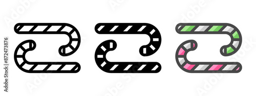 Multipurpose candy canes vector icon in outline, glyph, filled outline style. Three icon style variants in one pack.