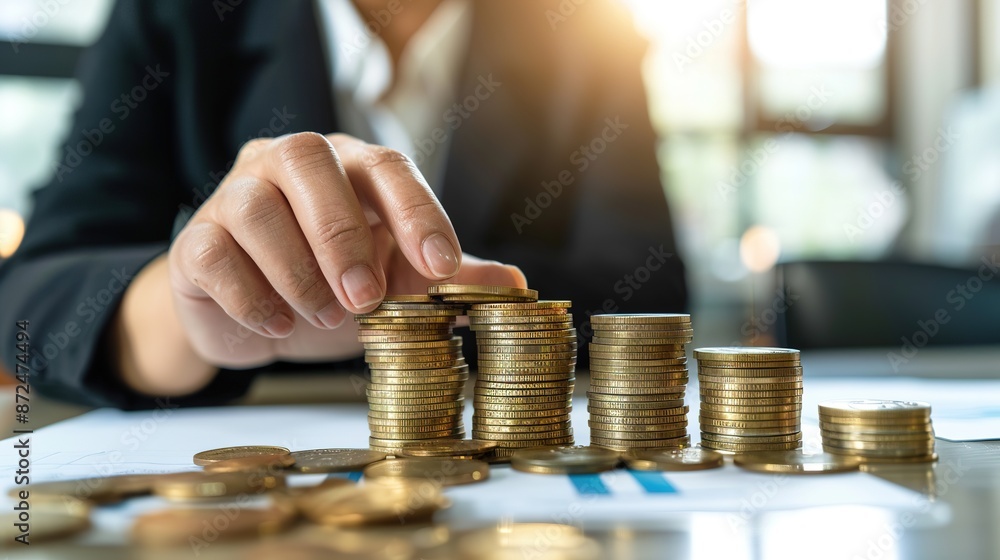 Businessman calculating income and return on investment. Concepts of interest rate, dividend, income, compensation, retirement funds, investments, dividend tax, and stock markets. Businessman calculating income and return on investment. Concepts of interest rate, dividend, income, compensation, retirement funds, investments, dividend tax, and stock markets.