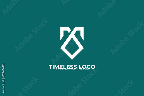 letter M Heraldic symbols of shield and businessman with a tie, necktie luxury logo vector