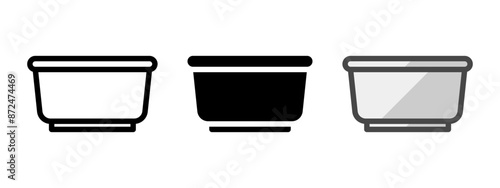 Multipurpose basin vector icon in outline, glyph, filled outline style. Three icon style variants in one pack.