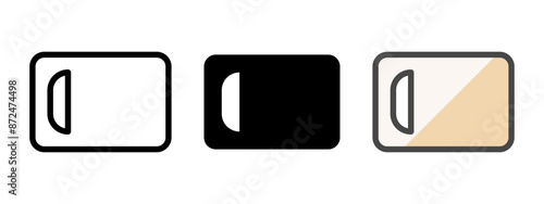 Multipurpose cutting board vector icon in outline, glyph, filled outline style. Three icon style variants in one pack.