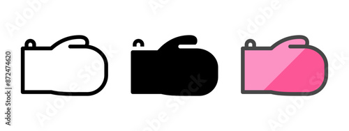 Multipurpose oven glove vector icon in outline, glyph, filled outline style. Three icon style variants in one pack.