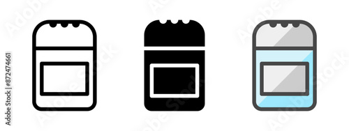Multipurpose shaker vector icon in outline, glyph, filled outline style. Three icon style variants in one pack.