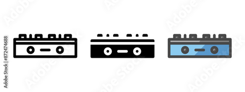 Multipurpose stove vector icon in outline, glyph, filled outline style. Three icon style variants in one pack.