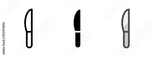 Multipurpose table knife vector icon in outline, glyph, filled outline style. Three icon style variants in one pack.
