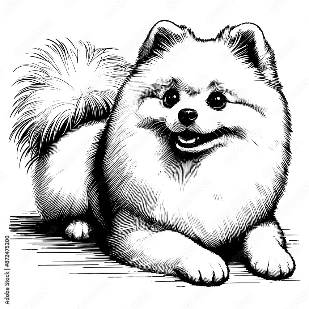 Hand drawn Cute Pomeranian dog in full-body, vector sketch isolated on white background. Hand drawn Cute Pomeranian dog in full-body, vector sketch isolated on white background.