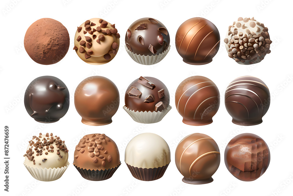 Chocolate truffles set collection illustration Chocolate truffles set collection illustration