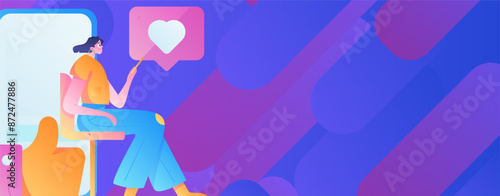 Virtual characters social communication concept business flat vector hand drawn illustration
