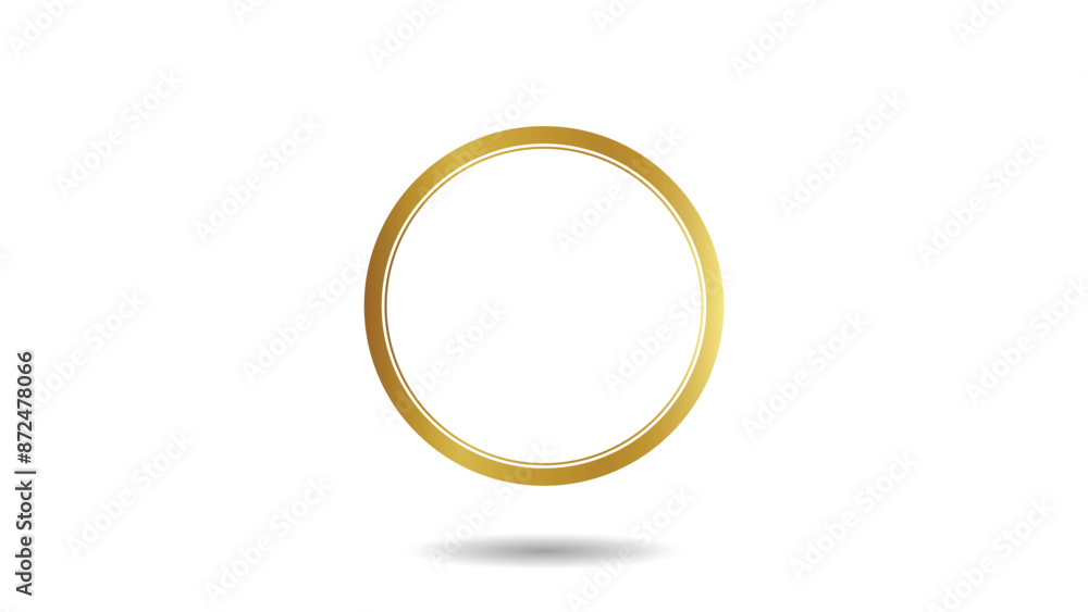 gold ring on white background, round frame in gold color gold ring on white background, round frame in gold color
