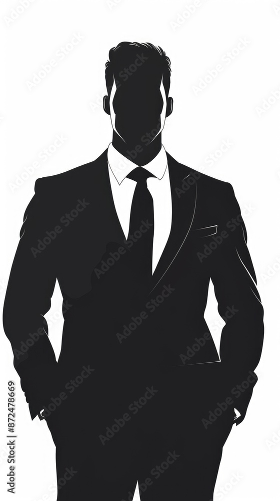 vector cartoon silhouette image of a businessman wearing suit black and white vector cartoon silhouette image of a businessman wearing suit black and white