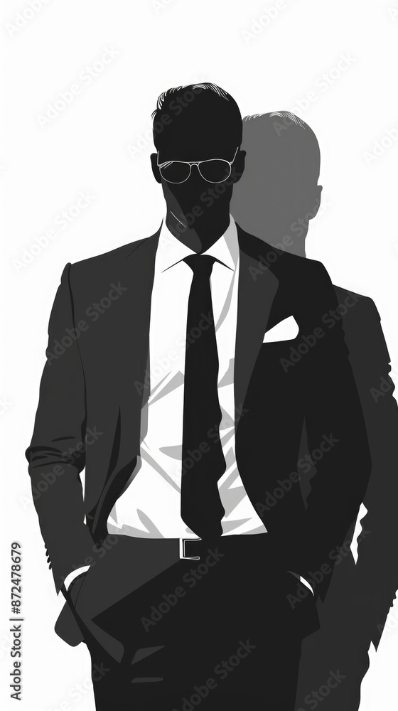 vector cartoon silhouette image of a businessman wearing suit black and white vector cartoon silhouette image of a businessman wearing suit black and white