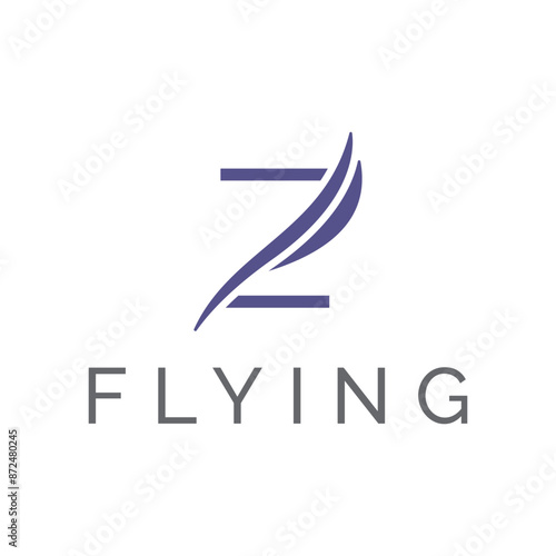 Z Letter Feather Flying Wing Bird Airplane Abstract Logo