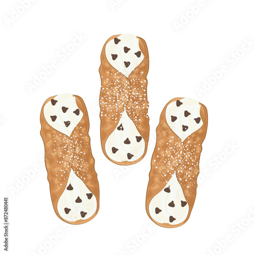 Vector illustration logo Clip art Sicilian Cannoli isolated 