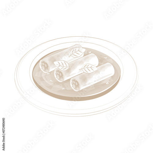 Vector illustration logo line art Cannelloni pasta