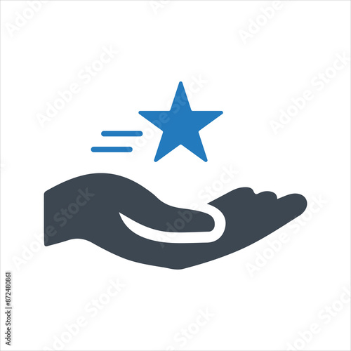Opportunity icon. Star on hand icon. Vector and glyph