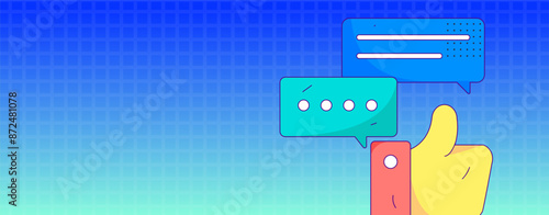 Virtual characters social communication concept business flat vector hand drawn illustration
