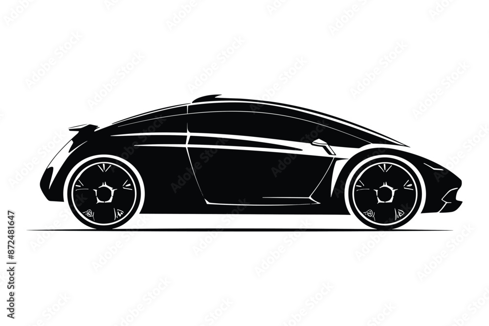 Fototapeta premium Hybrid Vehicle Car Silhouette Vector