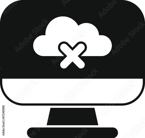 Simple icon representing a cloud storage service disconnection on a desktop computer