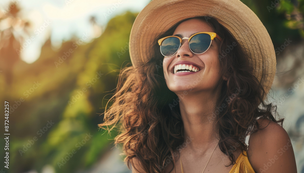 portrait of a woman in sunglasses and hat portrait of a woman in sunglasses and hat
