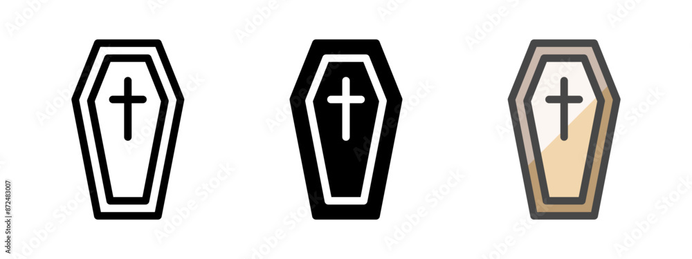 Multipurpose casket vector icon in outline, glyph, filled outline style. Three icon style variants in one pack. Multipurpose casket vector icon in outline, glyph, filled outline style. Three icon style variants in one pack.