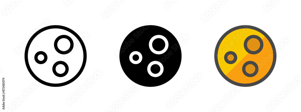 Multipurpose full moon vector icon in outline, glyph, filled outline style. Three icon style variants in one pack. Multipurpose full moon vector icon in outline, glyph, filled outline style. Three icon style variants in one pack.