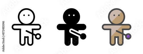 Multipurpose doll vector icon in outline, glyph, filled outline style. Three icon style variants in one pack.