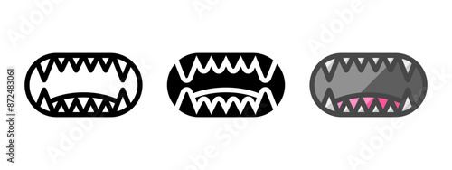 Multipurpose fangs vector icon in outline, glyph, filled outline style. Three icon style variants in one pack.