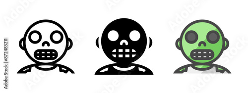 Multipurpose zombie vector icon in outline, glyph, filled outline style. Three icon style variants in one pack.