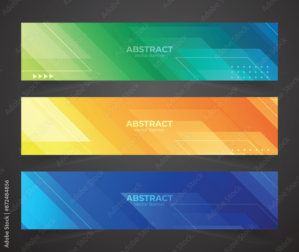 Abstract banner design web template Set, Horizontal header web banner. Modern Gradient green, yellow, and Blue cover header background for website design, Social Media Cover Abstract banner design web template Set, Horizontal header web banner. Modern Gradient green, yellow, and Blue cover header background for website design, Social Media Cover