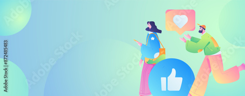 Virtual characters social communication concept business flat vector hand drawn illustration
