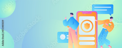 Virtual characters social communication concept business flat vector hand drawn illustration
