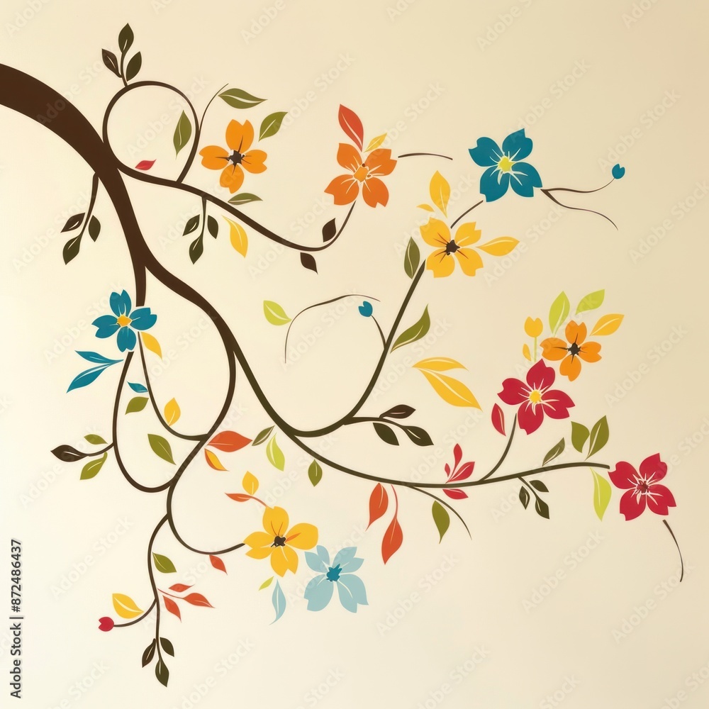 25. Elegant wall decals, flower vines, flat design illustration 25. Elegant wall decals, flower vines, flat design illustration