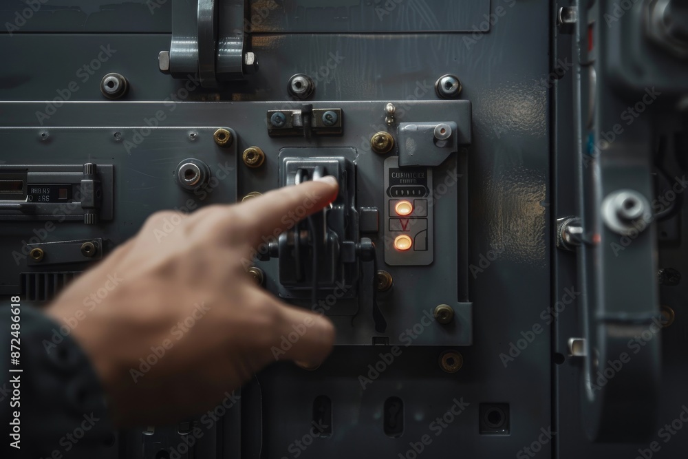 Hand activating electrical control panel Hand activating electrical control panel